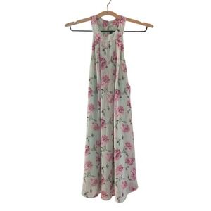 Lila Clothing Co. Floral‎ Halter Dress Sleeveless Casual Pink Green Size Med